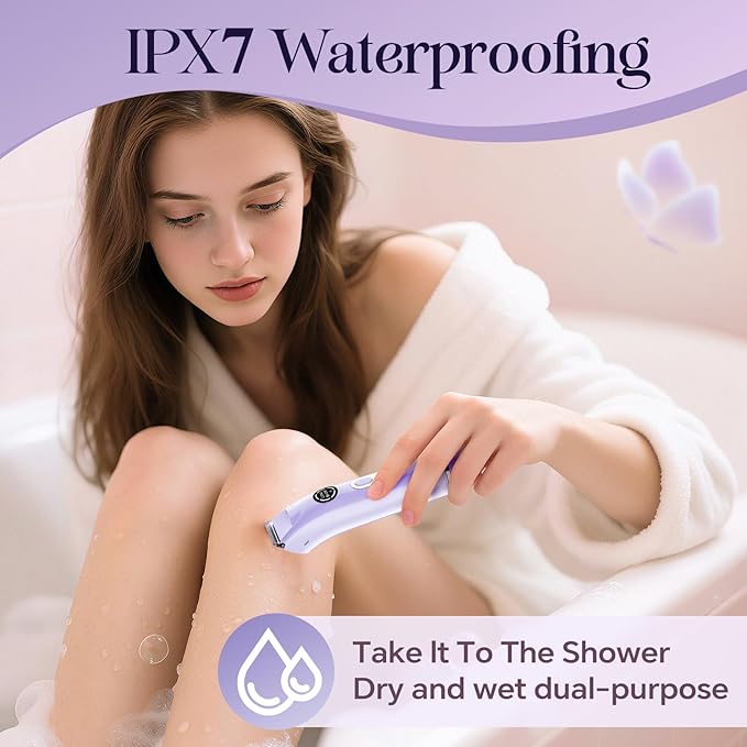Bikini Trimmer for Women|Hair Removal Shaver - Painless Electric Razor, Cordless Body Shaver for Travel, Replaceable Lady Facial Razor|Trim Nasal/Eyebrows, IPX7 Waterproof&Easy Cleaning, Ceramic Blade