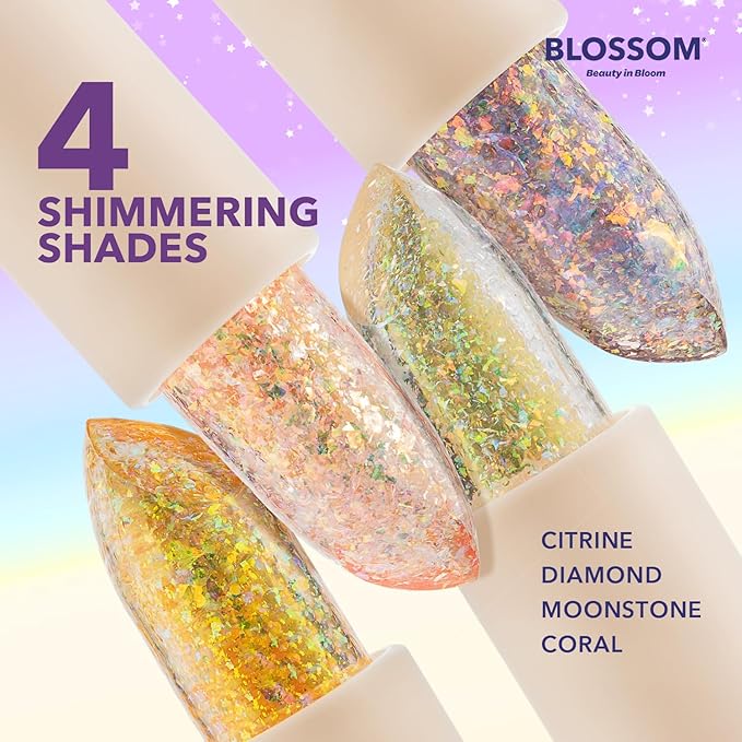 Blossom pH Adjusting Shimmering Lip Balm Moisturizing Glitter Sparkle Lip Balm, 0.12oz./3.5g, Moonstone