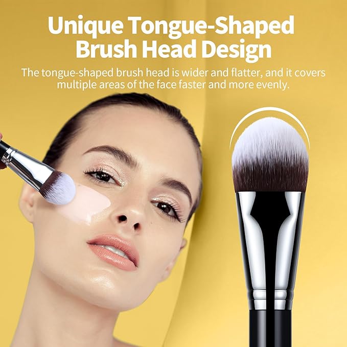 EIGSHOW Flat Foundation Brush, Large Face Makeup Brush with Soft Dense Synthetic Bristles for Blending Liquid Cream Powder (F628)