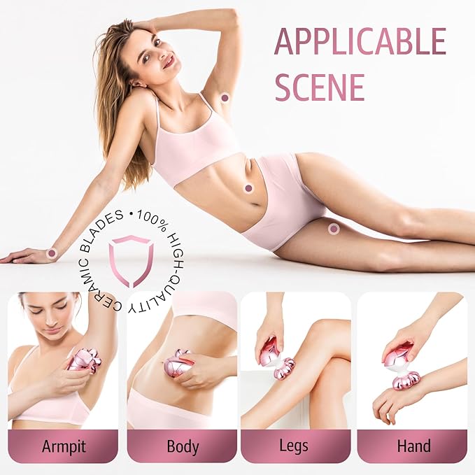 Electric Razors for Women Legs: Rechargeable Body Shaver - Waterproof Wet Dry Hair Remover - Trimmer for Lady Face Underarms Pubic