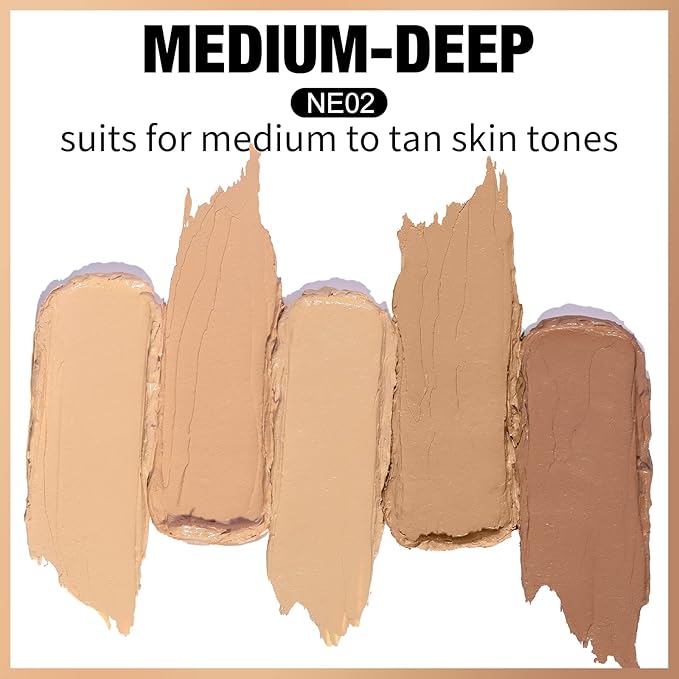 FOCALLURE #GoldenAge 5 in 1 Multi Uses Concealer Palette, 5 Colors Correcting Conceal Palette, Camouflage Contour Palettes for Dark Circles, Face Contouring Highlighter Pallet, NE02 MEDIUM-DEEP