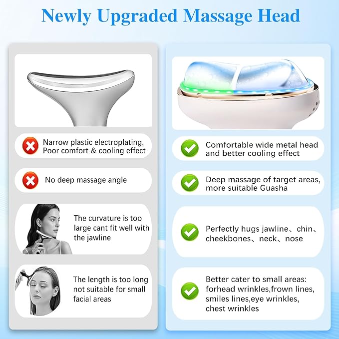Cold Heat Facial Massager Red Light Therapy for Face Neck Eye Lifting Firming Depuffing,7-in-1 LED Facial Sculptor Skin Care,Cooling Electric gua sha Lift Device Reduce Forehead Frown Smile Line