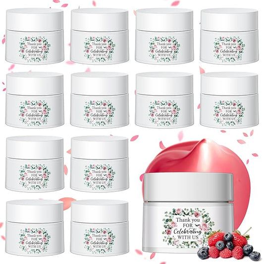 12 Pcs Thank You Lip Sleeping Mask Bulk Bridal Shower Gifts for Guests Thank You for Celebrating with Us Lip Mask Moisturize Nourish for Wedding Bridal Shower Favor Christmas Gift(Floral)
