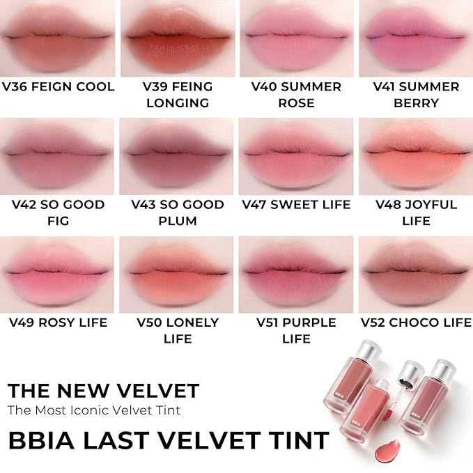 BBIA Last Velvet Tint NEW - Soft Creamy Matte Finish Lip Stain, Blur Effect & Velvety Texture, Long-Lasting, High Pigment, Non-Drying, Vegan, Korean Lip Makeup (V05 EXTRA CUTE, Pack of 1)