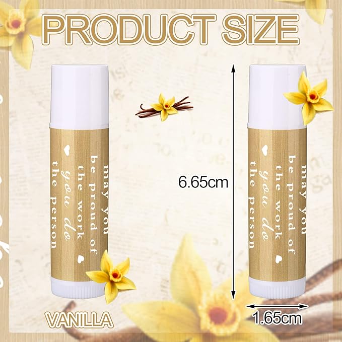 Demissle Thank You Gifts for Coworker Lip Balm Bulk Set Inspirational Appreciation Gifts Leaving Farewell Gifts Vanilla Ingredients Lips Care Products for Friends Teacher Worker Employee (72 Pcs)
