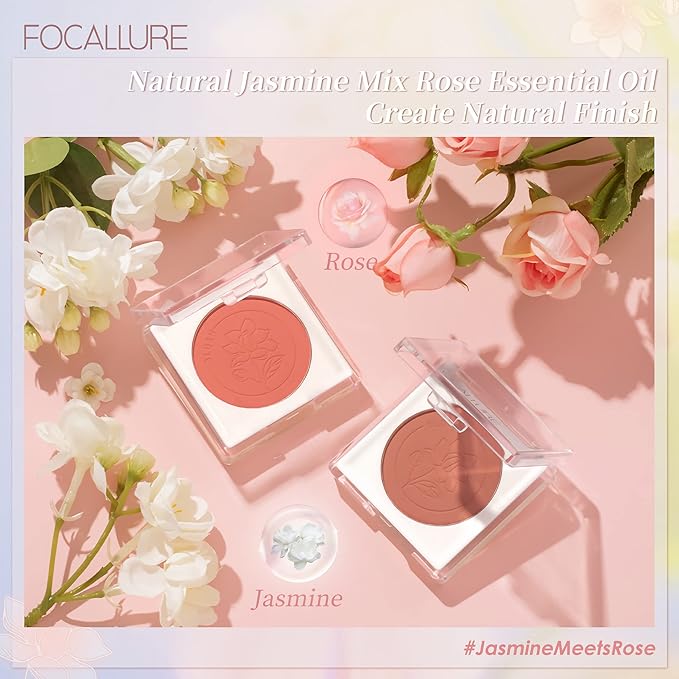FOCALLURE Powder Palette Blush, Matte Mineral Blush Powder, Bright Shimmer Face Blush Makeup, Contour and Highlight Blush Palette, Highly Pigmented, Long Lasting, Waterproof, Blendable, #301