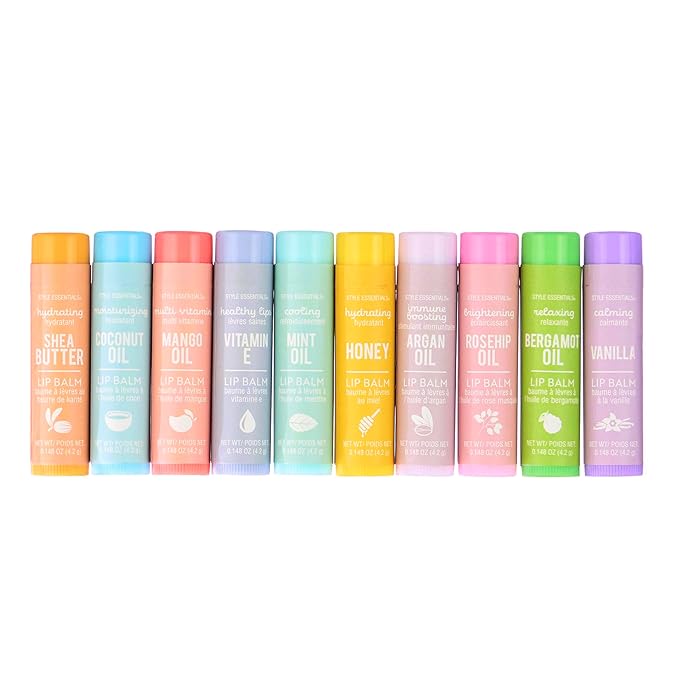 Expressions 10pc Lip Balm Collection -Hydrating Lip Balms Infused- Enriched Lip Balm Set