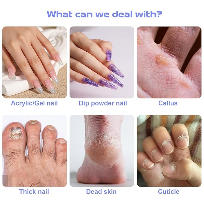 Electric Nail Drill, Cordless Drill, Portable Nail File Kit for Thick Toenails, Nail Dril Machine Professional Manicure Pedicure for Hand Natural Nails Care (White)