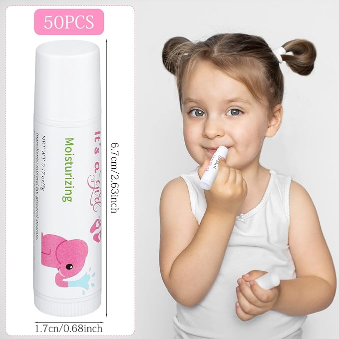 50 Pcs Pink Elephant Favors Baby Shower Lip Balm Party Supplies Bulk for Girls Guests It's a Girl Baby Shower Gifts Gender Reveal Favors Prizes Souvenirs Winners Thank You Appreciation Gifts