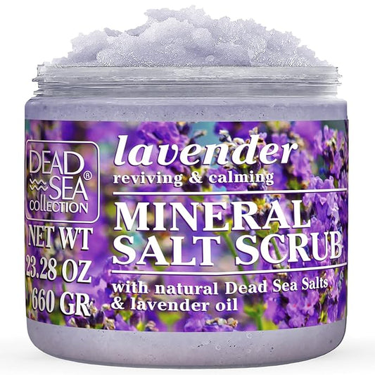 Dead Sea Collection Lavender Salt Scrub – Exfoliating Body Scrub for Women – Moisturizing and Nourishing Skin – with Pure Oils and Dead Sea Minerals (23.28 Oz)