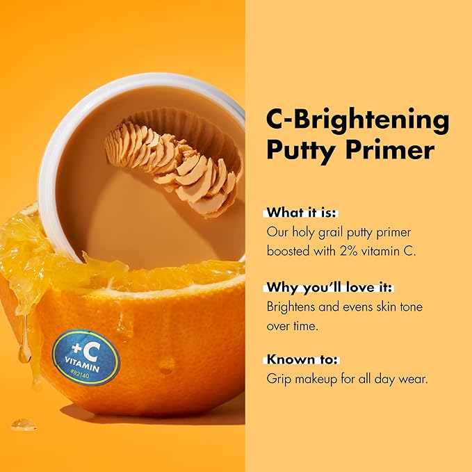 e.l.f. C-Brightening Putty Primer, Makeup Primer For Brightening & Evening Out Skin Tone, Enriched With Vitamin C, Universal Sheer (Packaging May Vary)