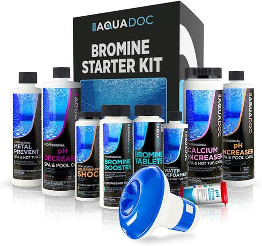 Aquadoc Bromine Hot Tub Starter Kit for Spas, Complete Spa Maintenance Kit with Bromine Tablets & Complete Hot Tub Chemicals Starter Kit (Bromine Hot Tub Starter Kit)