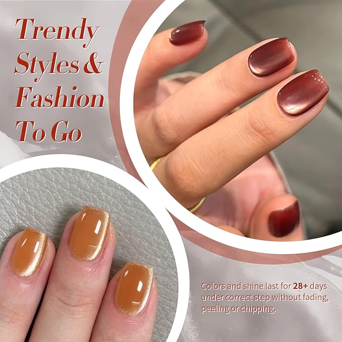 BORN PRETTY Magnetic Gel Nail Polish Water Light Cat Magnetic Eye Gel Black Orchid Jelly Glass Crystal Magnetic Gel Polish Glitter Shimmer Auroras Magnetic Gel Nail Art Manicure Kit 6PCS