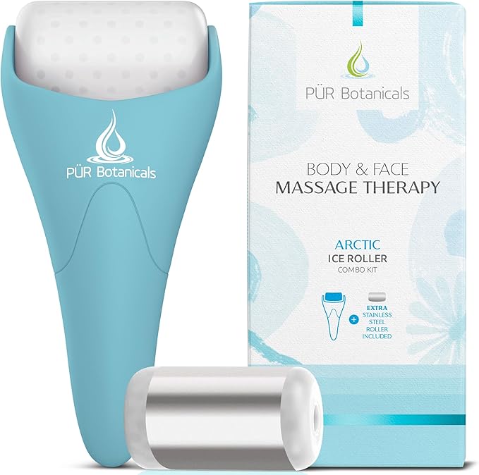 Arctic 2-in-1 Set Cryotherapy Ice Roller for Face Wrinkles Massager - Skin Care Tool for Puffiness - Cooling Ice Facial Eye Skin Roller - Reduce Puffiness and Relief Migraine Pain