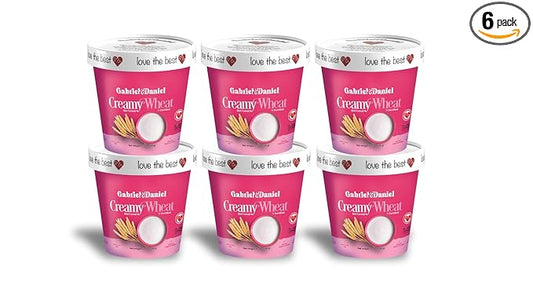 Gabriel & Daniel Organic Instant Creamy Wheat (Farina) Hot Cereal Cup – Non-GMO, Pure and Organic Breakfast Cereal – Rich in Iron & Vitamin C for a Nourishing and Quick Meal – Smooth & Creamy Texture (Pack of 6)