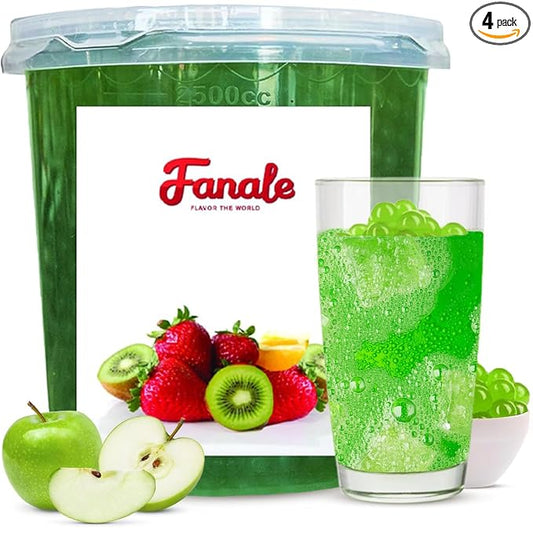 Fanale Green Apple Popping Boba Pearls, Vegan, Non GMO, Gluten Free, Fat Free, Perfect for Bubble Tea, Smoothies, Ice Cream, Desserts, and Beverages.
