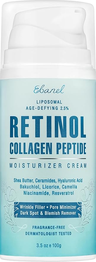 Ebanel Retinol Cream for Face 3.5 oz, Moisturizer with Collagen, Peptides, Ceramides, Hyaluronic Acid, Vitamin C & B5, Firming Anti Aging Face Cream for Wrinkles, Fine Lines, Dark Spots, Day & Night