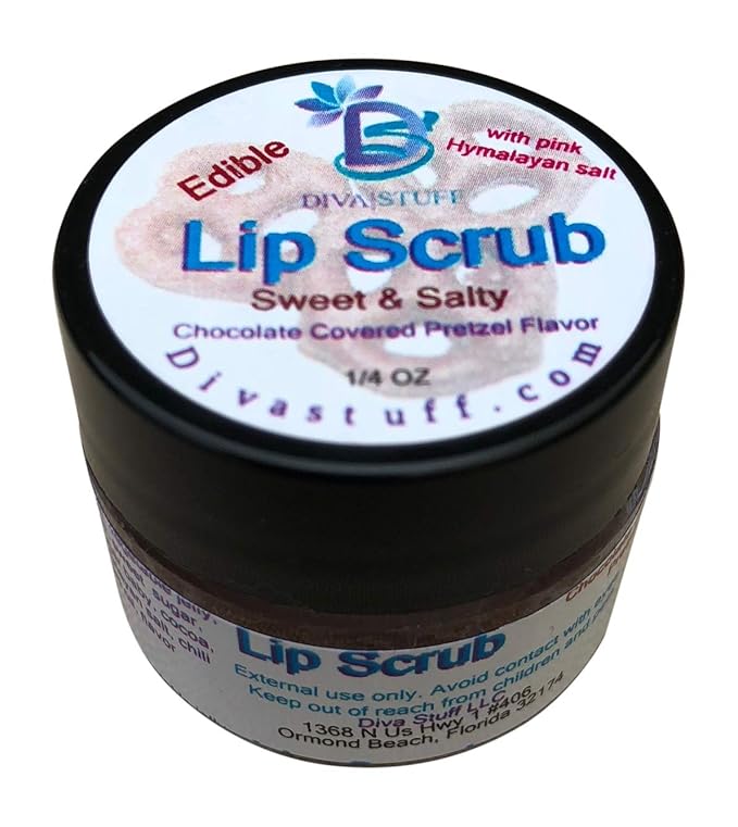 Diva Stuff Ultra Hydrating Lip Scrub for Soft Lips, Gentle Exfoliation, Moisturizer & Conditioner, Chocolate Covered Pretzel – ¼ oz (Made in the USA)