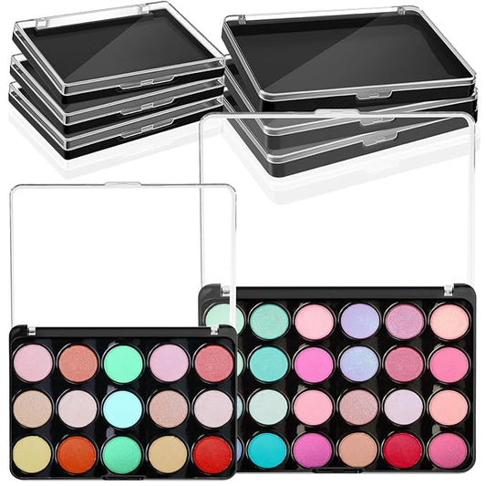 6 Pcs Empty Magnetic Makeup Palette with Clear Top Travel Makeup Pan DIY Eyeshadow Pan Dispensing Storage Box for Eyeshadow Lipstick Blush Powder Pigment, 4.6 x 2.4 x 0.4 In, 5.5 x 4.0 x 0.6 In