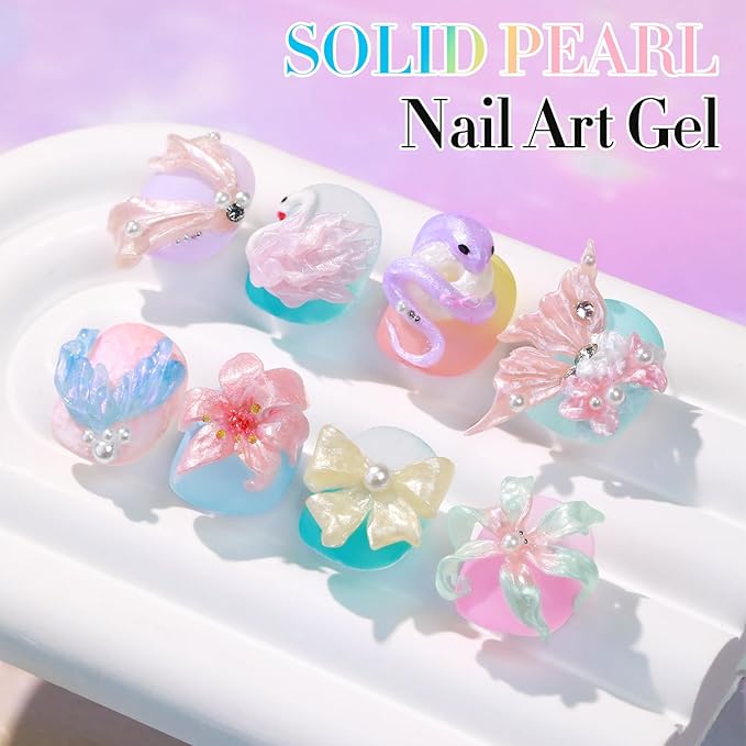 Double Rhythm 3D Nail Gel Pearl Solid Sculpting Gel for Nail Art Non-Sticky Hard for Building Carving Molding Extension Soak Off UV/LED Nail Art Salon Home DIY 0.5 Oz (Light Pink-Silk 03)