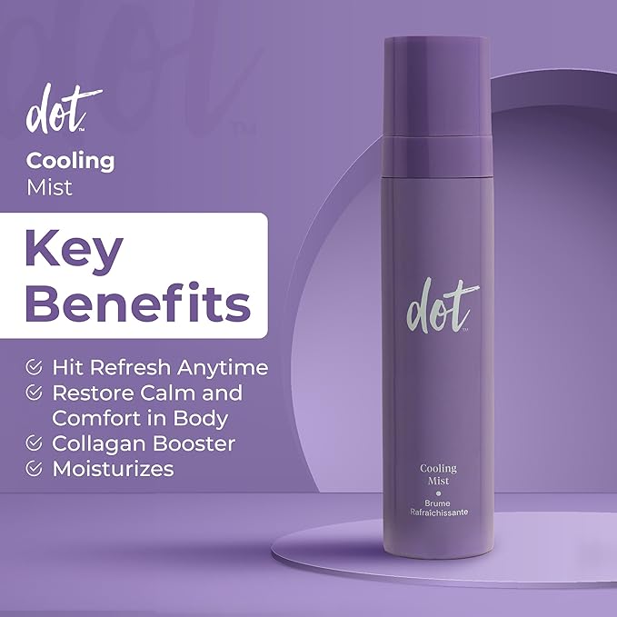 dot Cooling Facial Mist With Vitamin C, Plant-Based Antioxidants & Skin Revitalizing Feminage - Face Mist that Moistures, Rejuvenates & Clarifies – For All Skin Types – Menopause Skincare - 3.4 oz