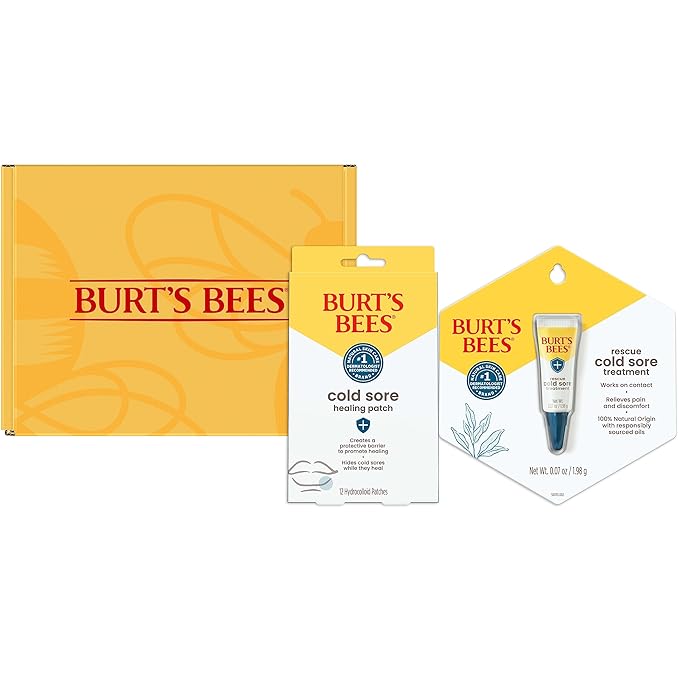 Burt's Bees Cold Sore Treatment Bundle with Burt’s Bees Cold Sore Healing Patches and Burt’s Bees Cold Sore Treatment with Rhubarb and Sage, Protects and Heals Cold Sores, Relieves Symptoms