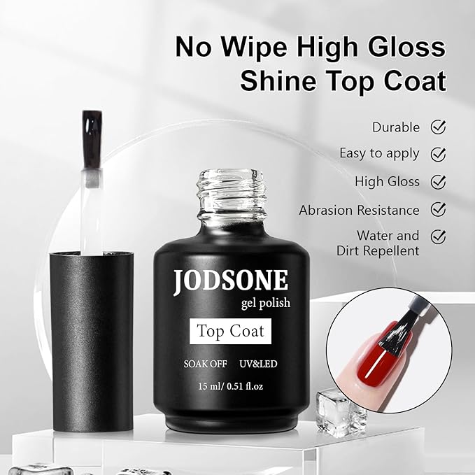 JODSONE 4 Bottles of 15ML Nail Primer Base Coat Top Coat and Builder Gel Which Helps Better Fit the Gel Polish