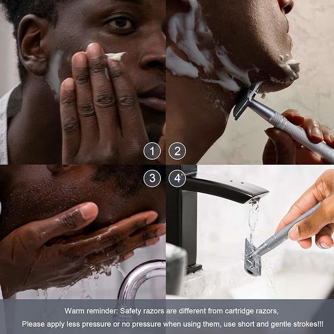 Double Edge Safety Razor, Single Blade Razors for Men and Women, with 10 Double Edge Blades, Reusable Metal 1 Blade Razor, Eco-Friendly, Zero Waste, Smooth and Close Shave, Matte Silver