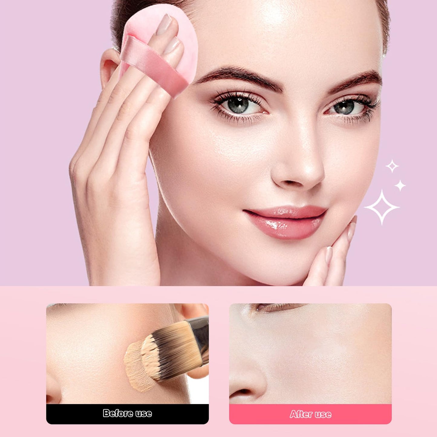 24 Pieces Powder Puff, Triangle Makeup Puff Cotton Powder Face Washable Body Powder Puff for Loose Powder Body Cosmetic Foundation Sponge Makeup Tool (12DP12LP)