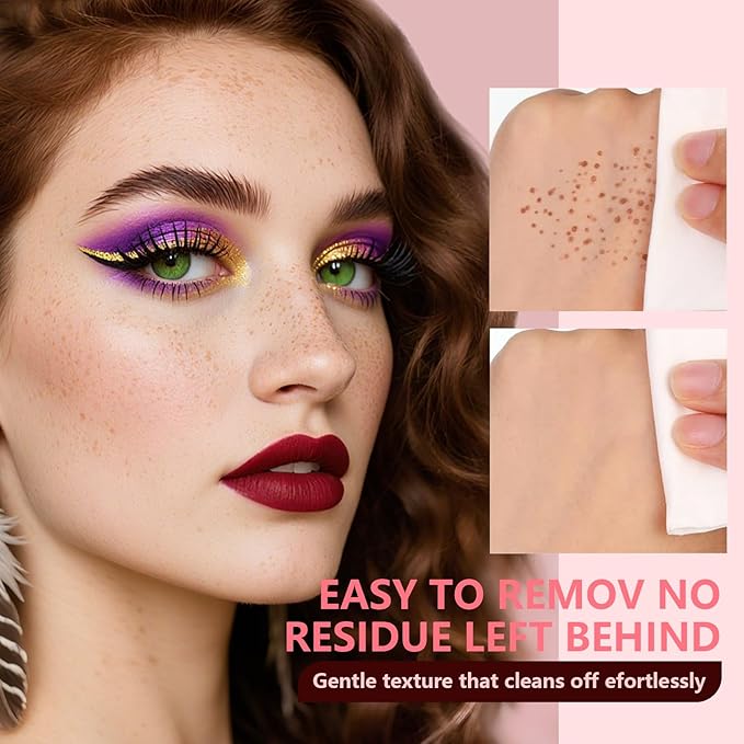 Freckle Stamp - Freckle Pen Waterproof, Long Lasting Fake Freckles, Quick Dry 5-Point Faux Freckles Stamp Cushion Stain Marker in One Press Natural and Lifelike Sunkissed Pencil Tool Makeup (#1-Light)