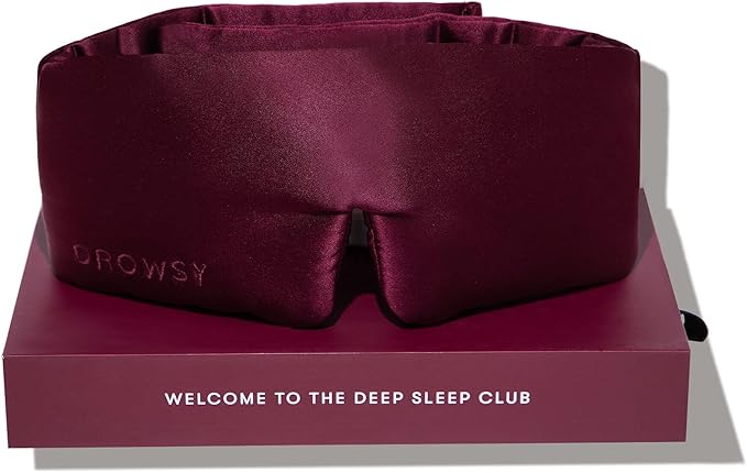 DROWSY Silk Sleep Mask. Face-Hugging, Padded Silk Cocoon for Luxury Sleep in Total Darkness. (La Vie En Rouge)