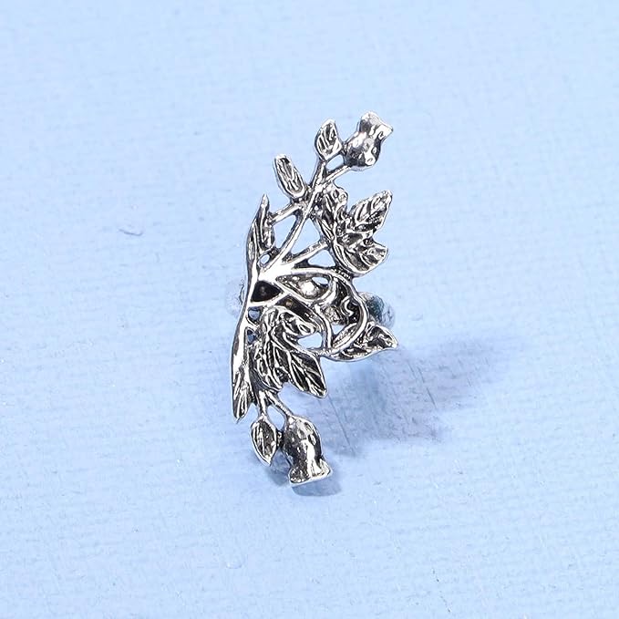 Boho Leaf Earcuff Earrings Silver Leaves Ear Cuffs Tiny No Piercing Earrings Helix Cartilage Cuff Earrings Simple Ear Crawler Earrings Jewelry for Women and Girls