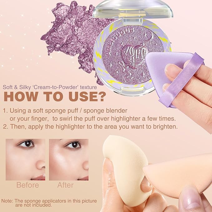 Glitter Sparkly Face Highlighter Makeup Palette Shimmer Radiant Glow Illuminator Iluminadores de Maquillaje 6g (01 Diamond Shine)