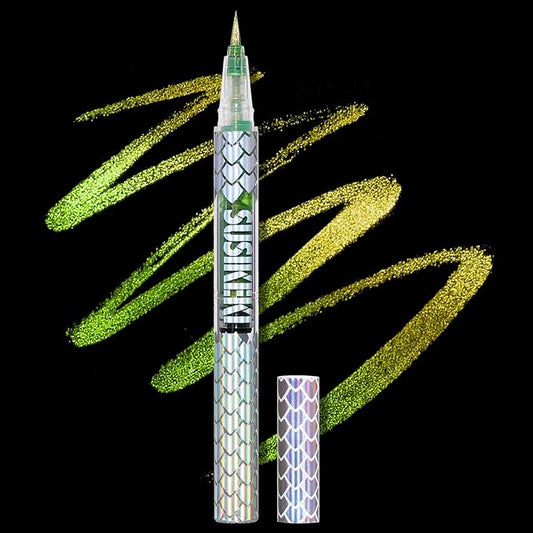 Chameleon Metallic Duochrome Liquid Eyeliner, Color Shifting Shimmery Eye Liner, Duo-color Waterproof Long Lasting Glitter Eye Makeup Pen Eyeliners (Lost Forest)