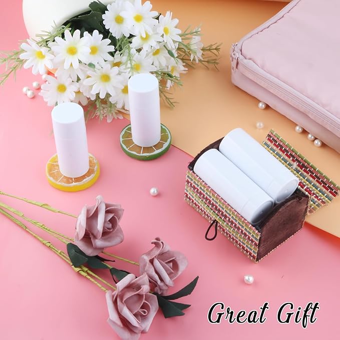 12 Pieces 15g White Plastic Deodorant Containers,Empty 1/2 oz Travel Lip Balm Tubes,Refillable Twist-UP Solid Perfume Tubes,Lipstick Tubes for DIY