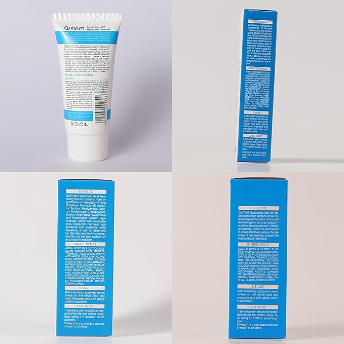 Hyaluronic Acid Skin Care Set, Hydration Kit for Women Teen Girls, Low pH Cleanser, Moisturizer, Serum, Eye Cream, Anti Aging, Firming, Travel Size Facial Care Gift Set for Dry Sensitive Skin