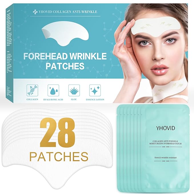 28 Pcs Forehead Wrinkle Patches - Anti Wrinkle Facial Patches with Collagen and Vitamin E for Face Overnight to Smoothing Fine Frown Lines & Wrinkles Treatment
