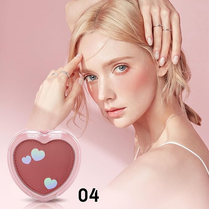 Boobeen Powder Blush Matte Pressed Blush Palette, Highly Pigmented Cream Pink Blusher for Cheeks, Blusher Compact Powder Makeup Lightweight Easily Blends, Single Color Rouge Powder