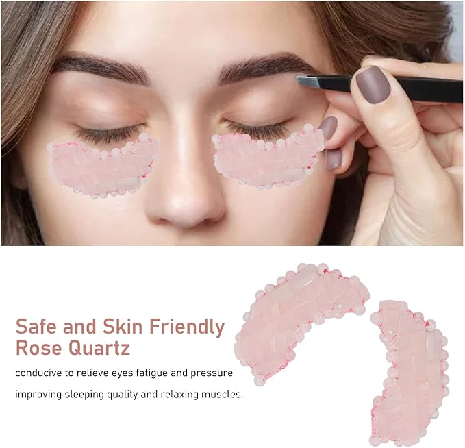 2Pcs Jade Eye Mask, Jadestone Eye Patch, Rose Quartz Anti Aging Eye Pad Sleep Eye Pad to Eliminate Wrinkles, Puffiness & Irritation (Reusable)