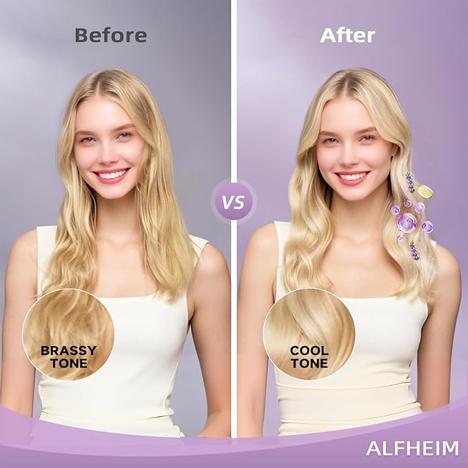 ALFHEIM Lavender Purple Leave-In Conditioner Spray Repairs Blonde & Gray Hair Strengthens Dry Damaged Strands Lightweight Non-Sticky Formula Paraben & Sulfate-Free for On-the-Go & Post-Color Care