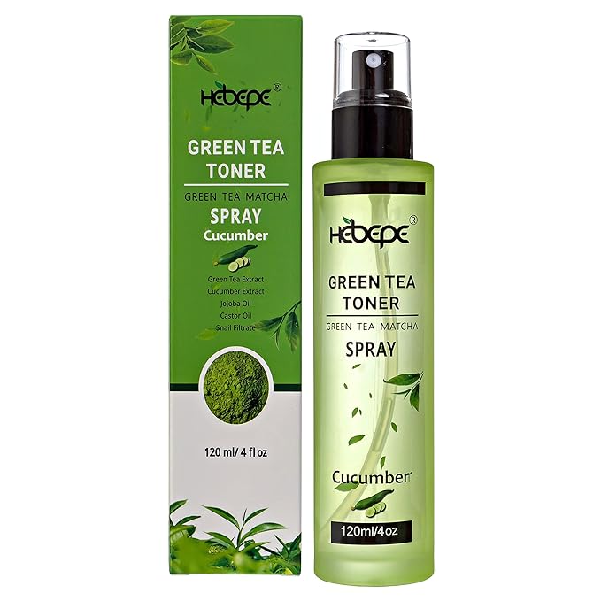 Green Tea Face Mist with Cucumber 4 oz, Matcha Facial Toner Spray Hyaluronic Acid for All Skin, Hydrating Soothing Reduces Redness Cooling After-Sun for Women Men, Alcohol-Free