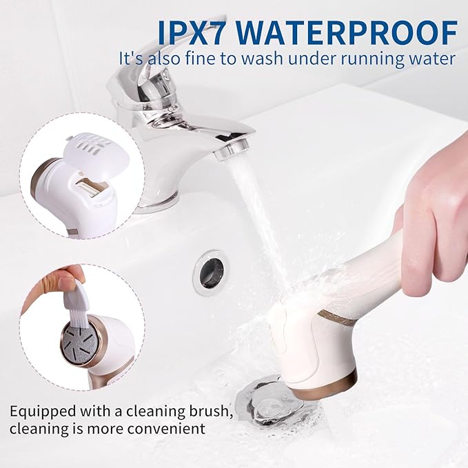 Electric Foot Callus Remover with Dander Vacuum, Rechargeable Waterproof Professional Portable Pedicure Tool, 3 Roller & 2 Speeds Electric Foot File Kit for Care of Dead Skin,Chapped,Callus,Cracks