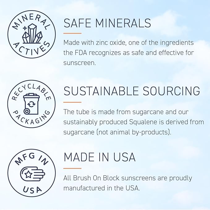 Brush On Block Untinted Mineral Sunscreen SPF 50 for Face | Broad Spectrum, Hyaluronic Acid, Sheer & Non-Greasy Moisturizer for Sensitive Skin, Zinc Oxide Sunscreen, P++++, Made in USA