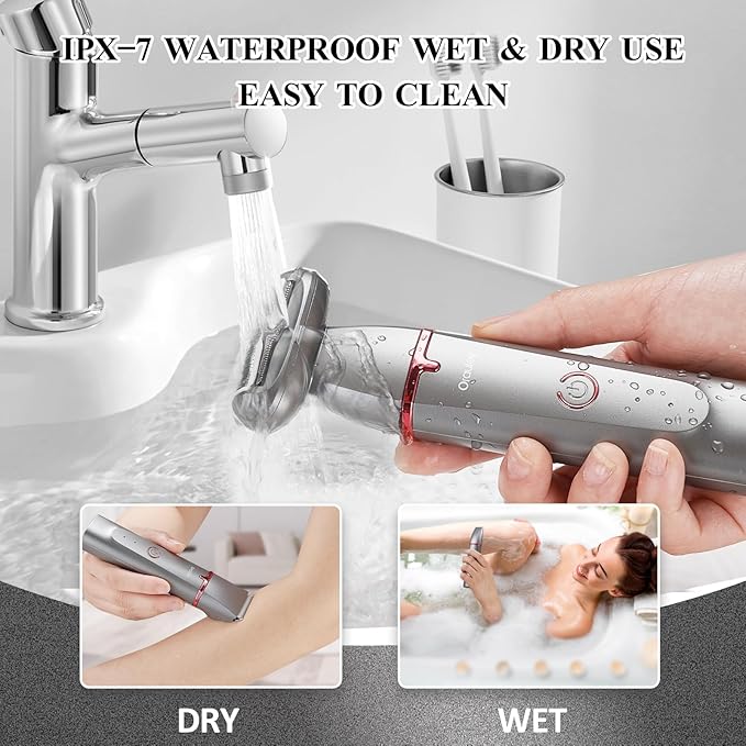 Electric Razors for Women, 3-in-1 Electric Lady Clipper Pubic Hair Trimmer-Painless Hair Removal Groomer Kit Rechargable Bikini Trimmer for Women with 3 Trimmer Heads, IPX7 Waterproof