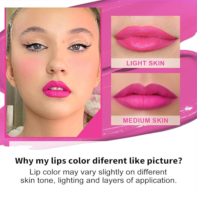 Oulac Pink Matte Lipstick Set for Women，Purple, Orange Lip Stain Long Lasting Waterproof, No Transfer, Creamy High Pigmented Formula with Rose Oil, Vegan & Cruelty-Free (M06+M07+M14)