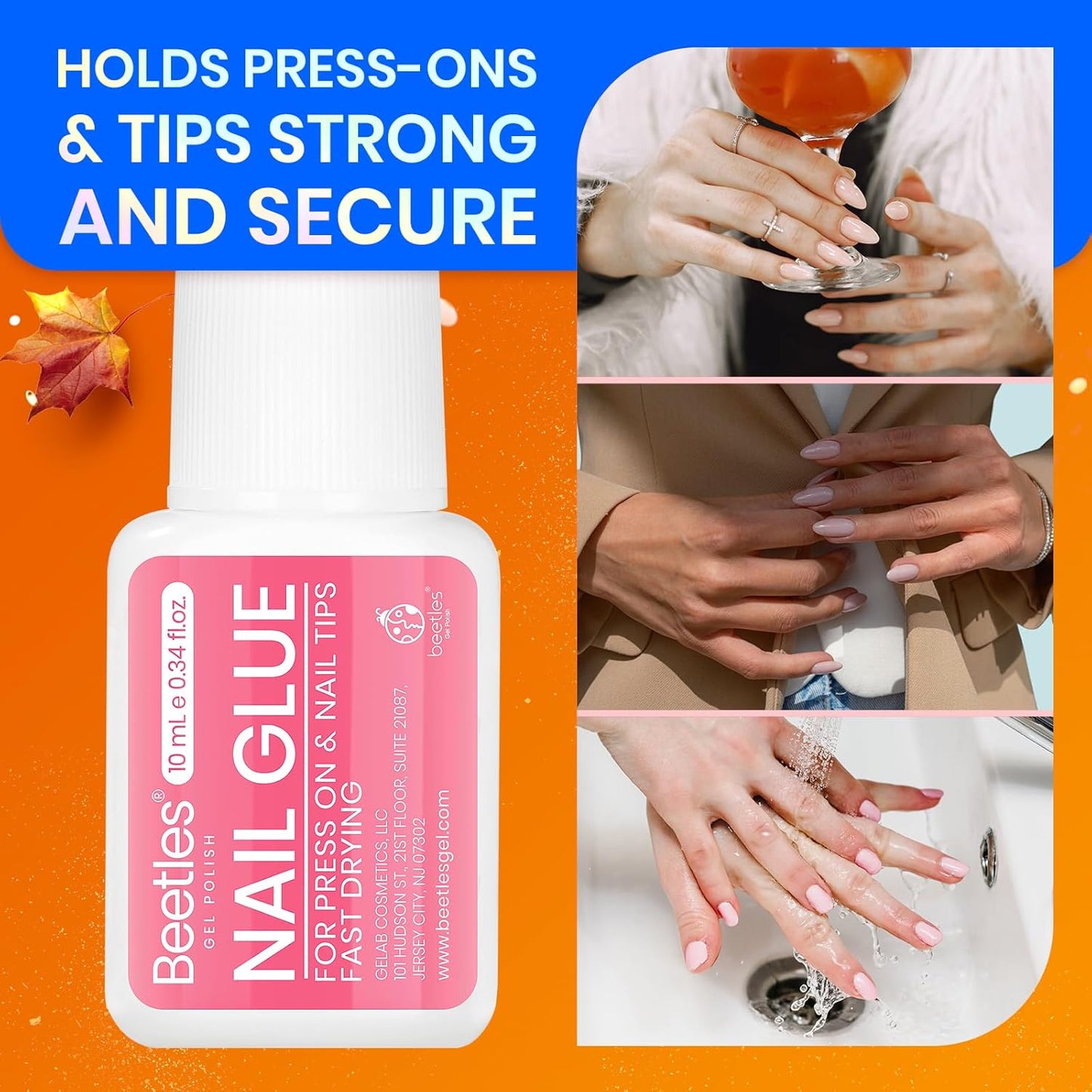 Beetles 10ML Super Strong Nail Glue for Press Ons, Nail Tips, Acrylic Nails No Uv Light Needed Nail Bond Brush in Nail Glue for Press On Nails Fake Nails Long Lasting for Beginners DIY Home