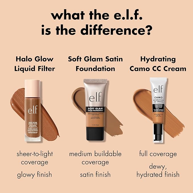 e.l.f. Soft Glam Foundation, Medium Coverage, Long-Lasting & Buildable Foundation For A Smooth, Satin Finish, Vegan & Cruelty-Free, 30 Medium Warm