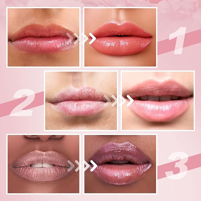 DEROL Lip Plumper Set, Lip Plumper Gloss, Natural Lip Plumper and Lip Care Serum, Lip Enhancer for Fuller, Lip Mask, Beautiful Fuller, Hydrating & Reduce Fine Lines Day&Night, 5.5ml (WS002)