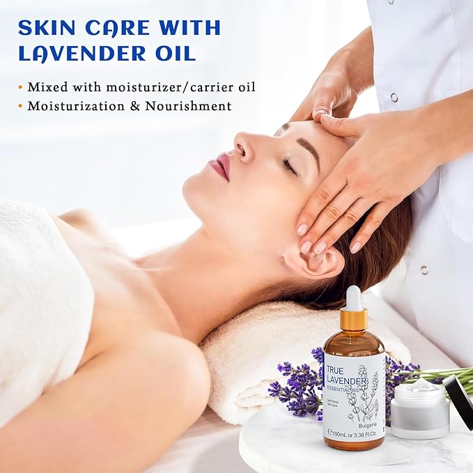 HIQILI Lavender Essential Oil - 100% Pure Undiluted, for Aromatherapy Diffuser at Room & Office, Relax Mind and Better Sleep, Therapeutic Grade | 100ML with Glass Dropper