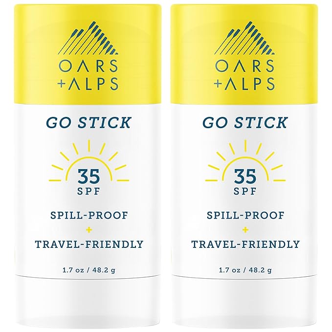 Oars + Alps Go Stick Clear SPF 35 Face Sunscreen, Skin Care Infused with Vitamin E and Antioxidants, Water and Sweat Resistant, TSA Friendly, 1.7 Oz, 2 Pack